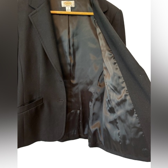 Talbots blk wool blnd 2 buttn lined blzr SZ 10P preppy dk academia office - Picture 5 of 9